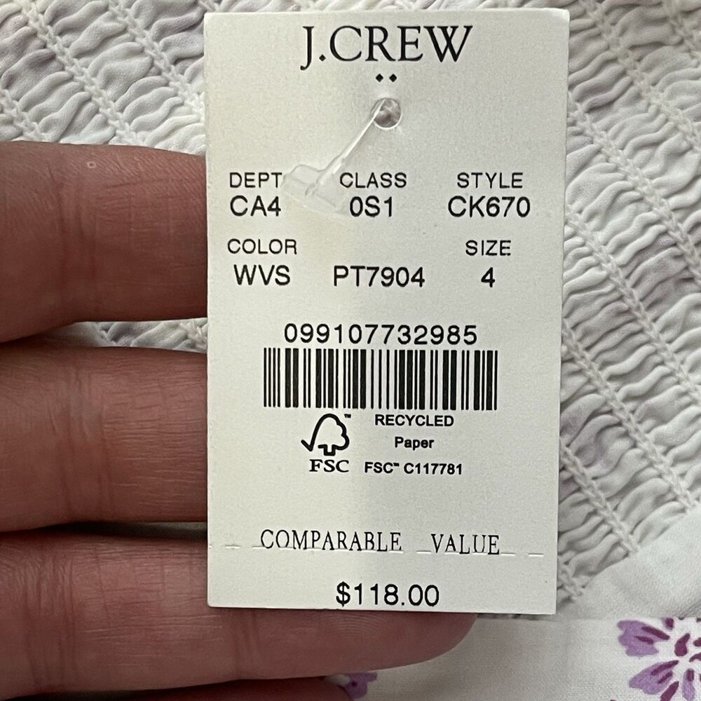 J. CREW Sleeveless Belted Tiered Midi Dress Size 4 White NEW Floral Preppy CK670 - Picture 8 of 13
